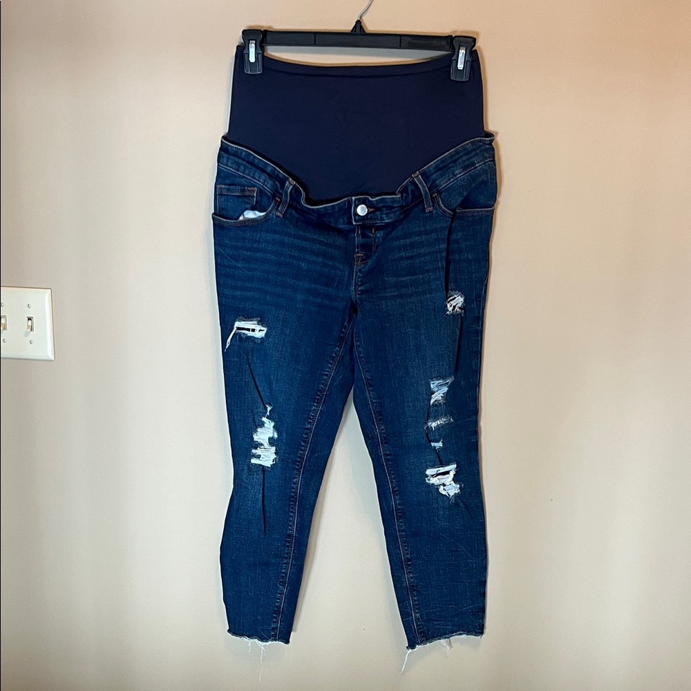 Old Navy Dark Blue Distressed Maternity Jeggings
